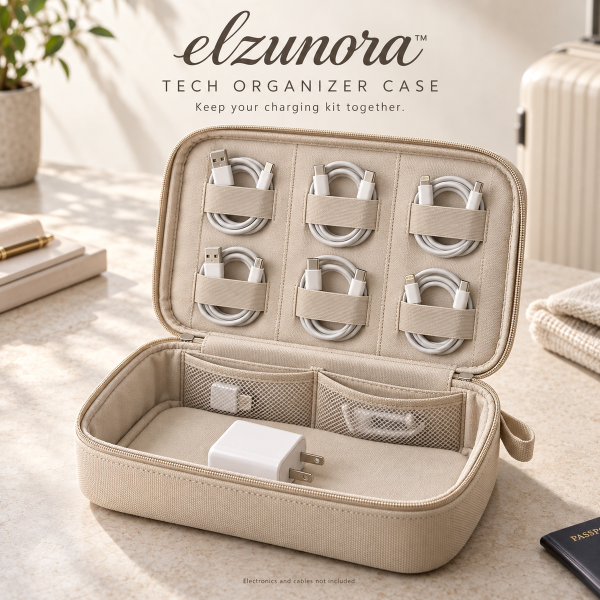 𝒆𝒍𝒛𝒖𝒏𝒐𝒓𝒂™ Tech Organizer Case, Travel Cable and Charger Storage Bag