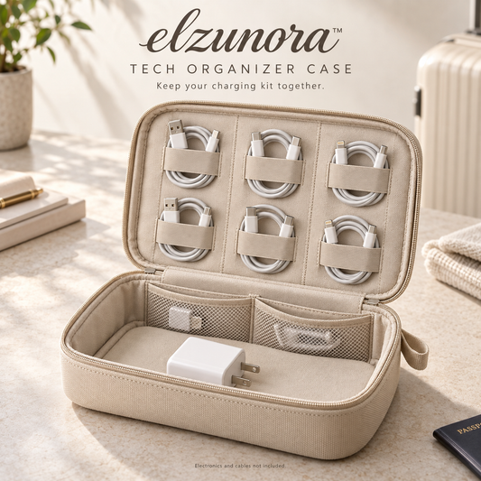 𝒆𝒍𝒛𝒖𝒏𝒐𝒓𝒂™ Tech Organizer Case, Travel Cable and Charger Storage Bag