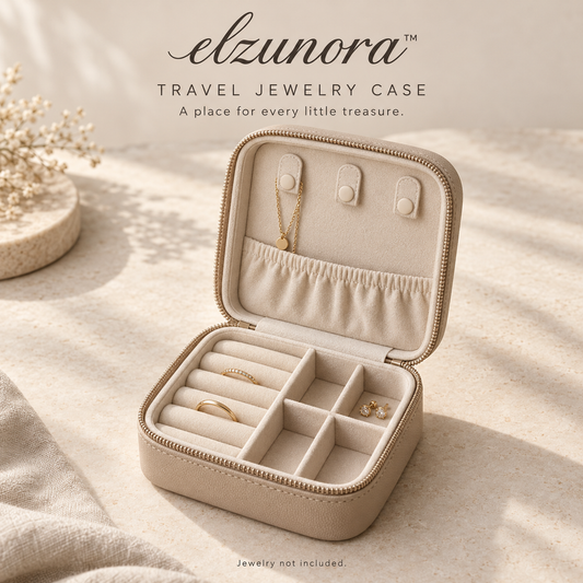 𝒆𝒍𝒛𝒖𝒏𝒐𝒓𝒂™ Travel Jewelry Case, Compact Ring Earring and Necklace Organizer