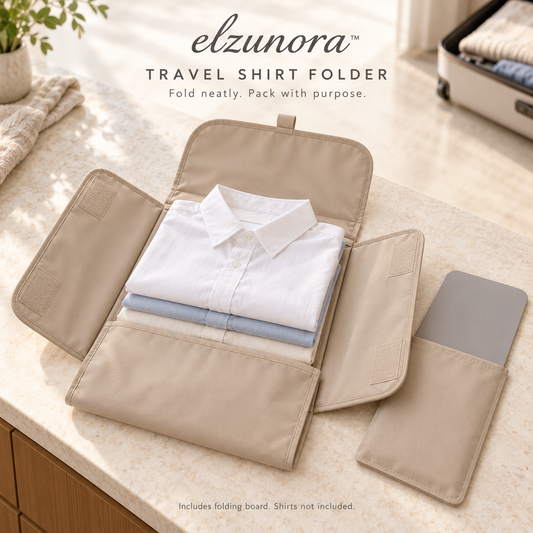 𝒆𝒍𝒛𝒖𝒏𝒐𝒓𝒂™ Travel Shirt Folder, Flat Garment Packing Organizer with Folding Board