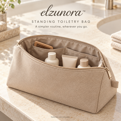 𝒆𝒍𝒛𝒖𝒏𝒐𝒓𝒂™ Standing Toiletry Bag, Wide-Opening Travel Dopp Kit