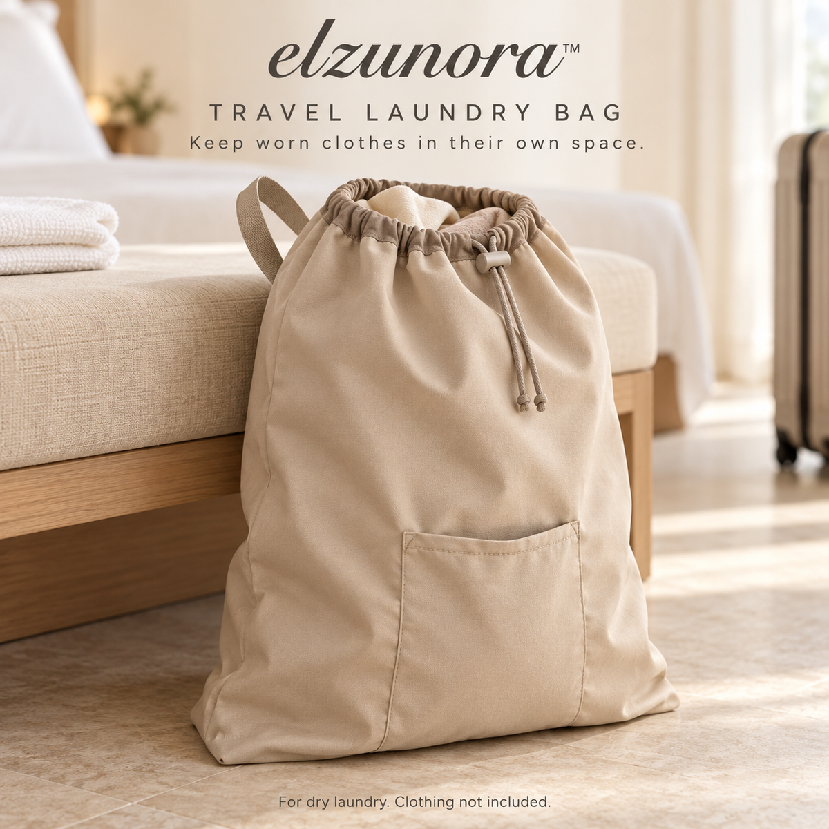 𝒆𝒍𝒛𝒖𝒏𝒐𝒓𝒂™ Travel Laundry Bag, Foldable Drawstring Clothes Organizer