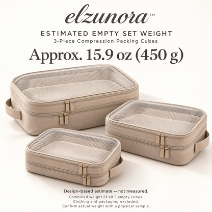 𝒆𝒍𝒛𝒖𝒏𝒐𝒓𝒂™ Compression Packing Cubes, 3-Piece Suitcase Organizer Set