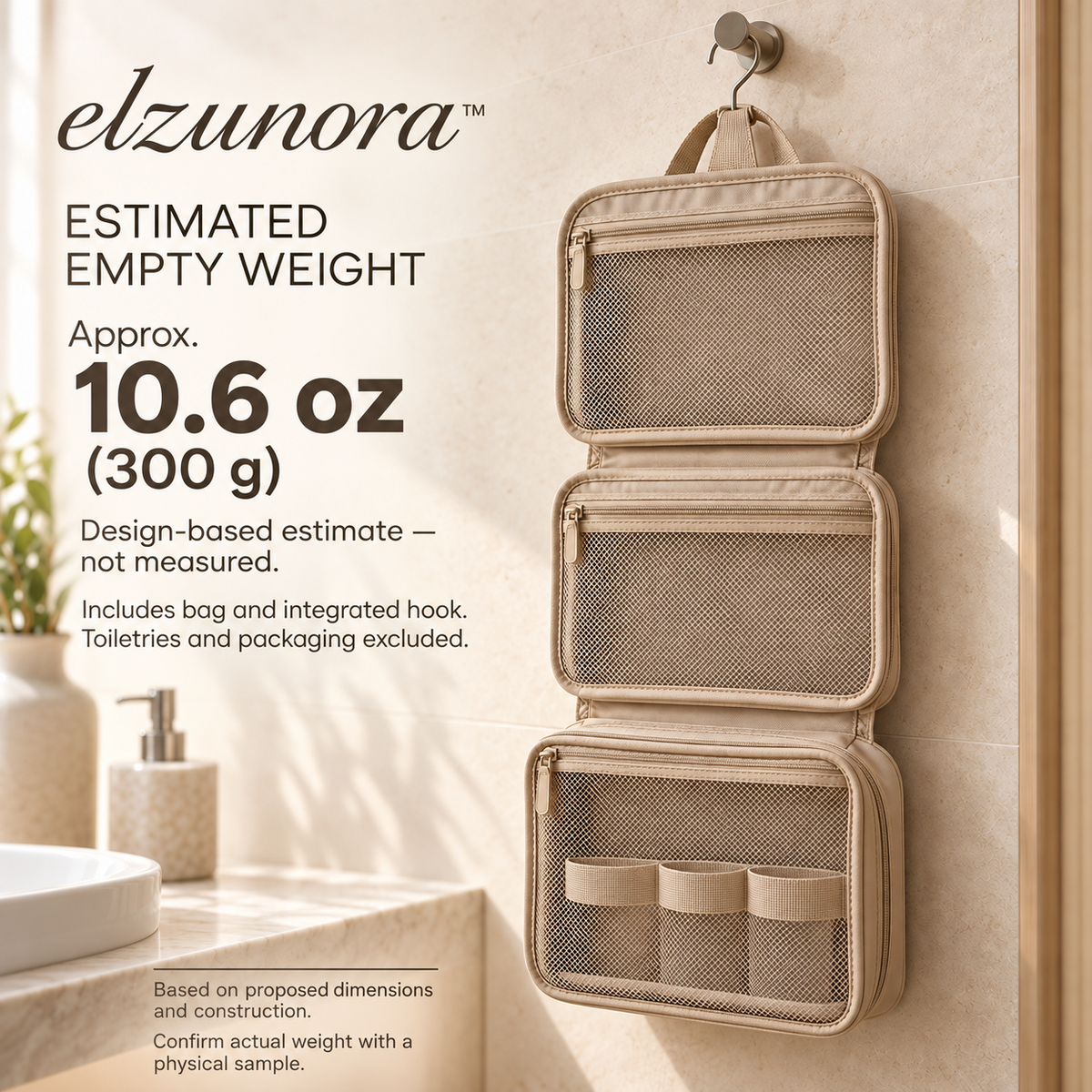 𝒆𝒍𝒛𝒖𝒏𝒐𝒓𝒂™ Hanging Toiletry Bag, Fold-Out Travel Bathroom Organizer