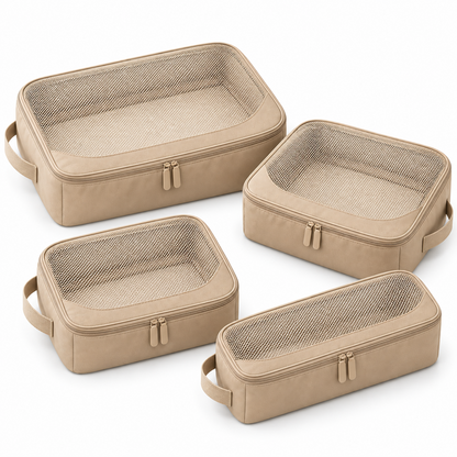 𝒆𝒍𝒛𝒖𝒏𝒐𝒓𝒂™ Mesh Packing Cubes, 4-Piece Travel Luggage Organizer Set