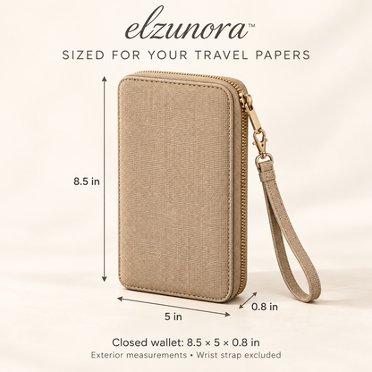 𝒆𝒍𝒛𝒖𝒏𝒐𝒓𝒂™ Passport Wallet, Zippered Travel Document and Card Organizer