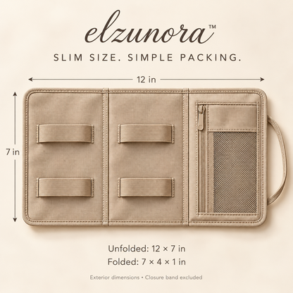 𝒆𝒍𝒛𝒖𝒏𝒐𝒓𝒂™ Slim Cable Organizer Roll, Foldable Travel Cord Storage Pouch