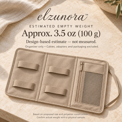 𝒆𝒍𝒛𝒖𝒏𝒐𝒓𝒂™ Slim Cable Organizer Roll, Foldable Travel Cord Storage Pouch