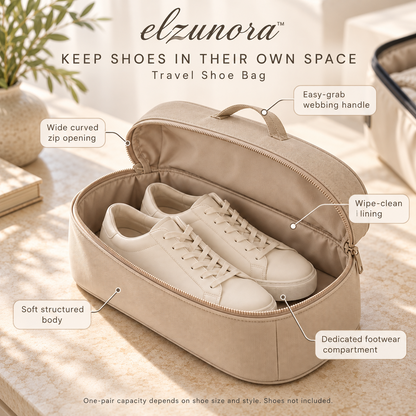 𝒆𝒍𝒛𝒖𝒏𝒐𝒓𝒂™ Travel Shoe Bag, Structured Single-Pair Luggage Organizer