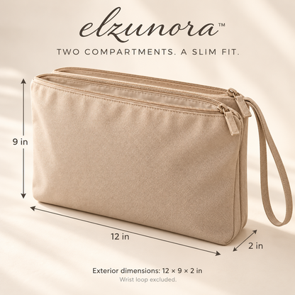 𝒆𝒍𝒛𝒖𝒏𝒐𝒓𝒂™ Two-Compartment Travel Pouch, Separate Storage for Dry and Damp Items