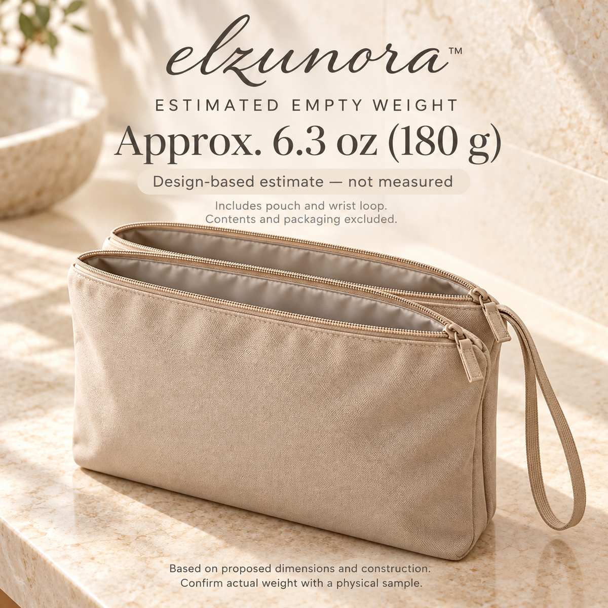 𝒆𝒍𝒛𝒖𝒏𝒐𝒓𝒂™ Two-Compartment Travel Pouch, Separate Storage for Dry and Damp Items
