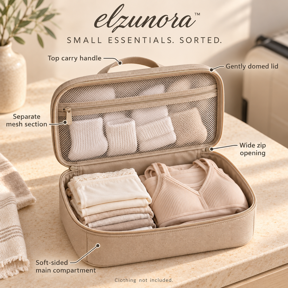 𝒆𝒍𝒛𝒖𝒏𝒐𝒓𝒂™ Underwear Packing Organizer, Travel Lingerie and Sock Storage Case