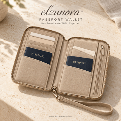 𝒆𝒍𝒛𝒖𝒏𝒐𝒓𝒂™ Passport Wallet, Zippered Travel Document and Card Organizer