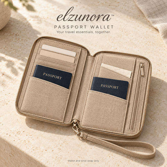 𝒆𝒍𝒛𝒖𝒏𝒐𝒓𝒂™ Passport Wallet, Zippered Travel Document and Card Organizer